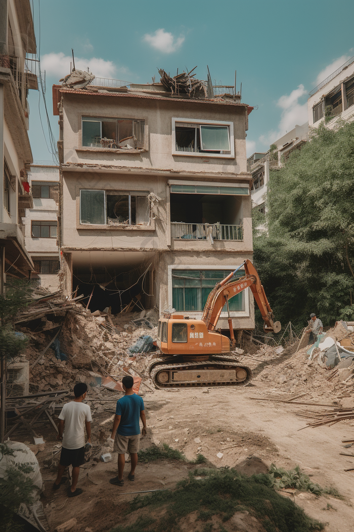 建筑拆除拆迁现场违建搬迁