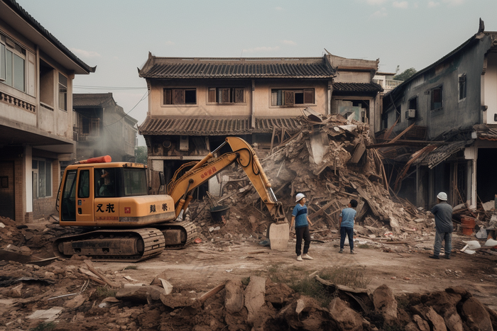 建筑拆除拆迁现场横图违章破坏