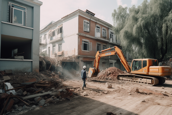 建筑拆除拆迁现场横图挖掘违建