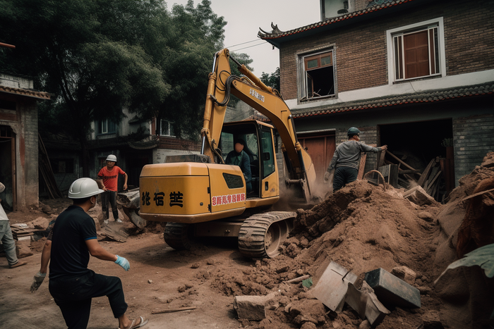 建筑拆除拆迁现场横图违建破坏