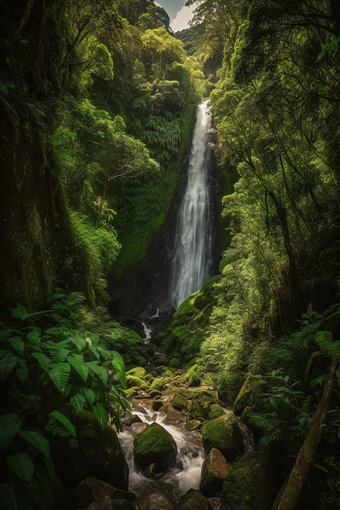 夏季林间山泉自然森林流水