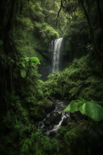 夏季林间山泉自然河流<strong>植物</strong>