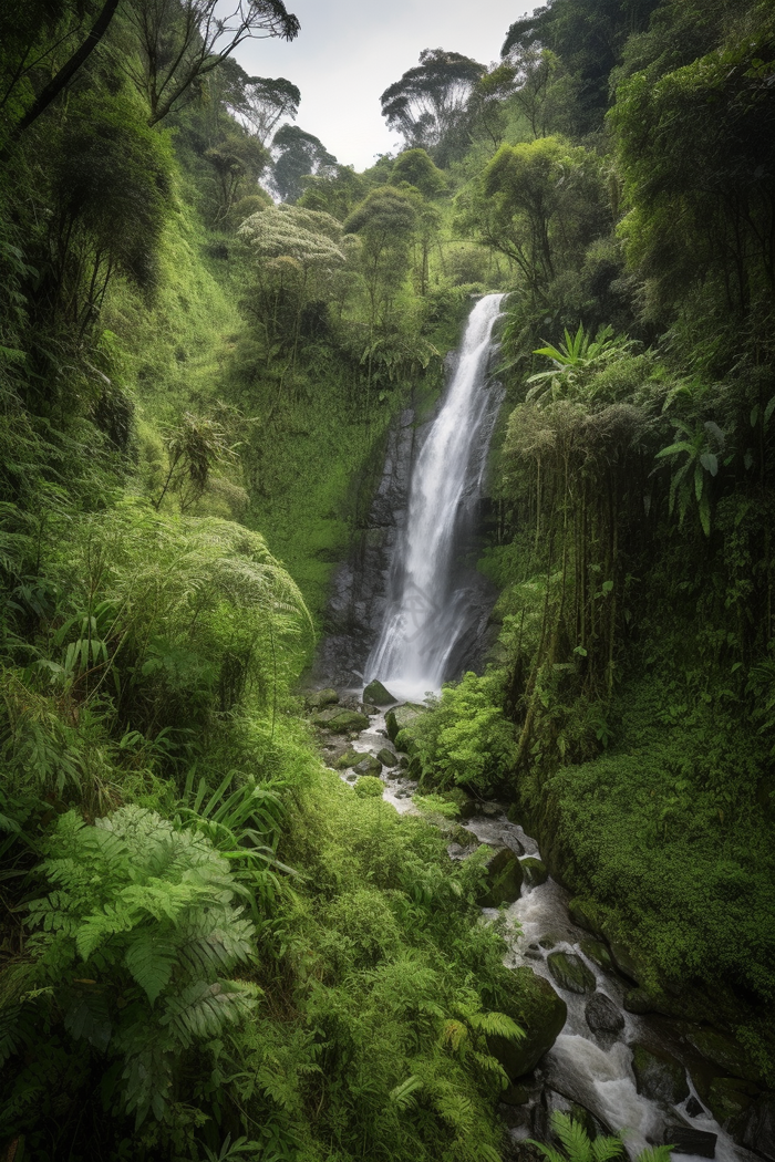 夏季林间山泉自然河流流水