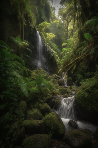 夏季林间山泉自然<strong>水面植物</strong>