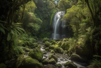 夏季林间山泉自然<strong>大</strong>植物