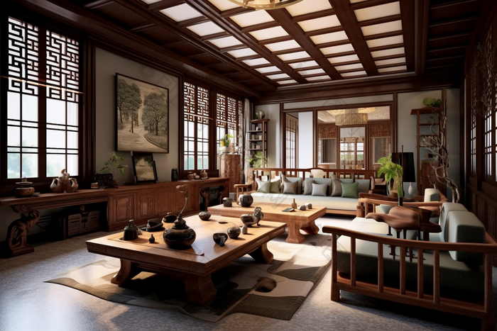 中式传统室内装修精致中国风