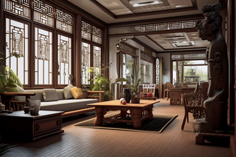 中式传统室内装修精致实木
