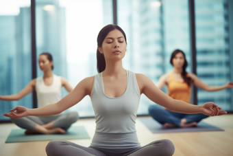 瑜伽教室人物普拉提养生培训