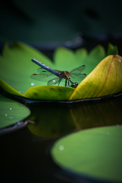 夏日蜻蜓荷叶摄影图10