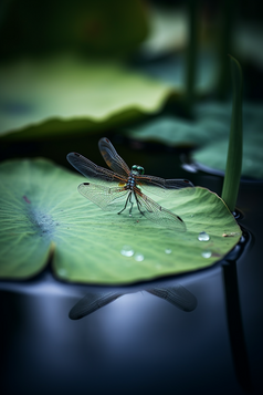 夏日蜻蜓荷叶摄影图7