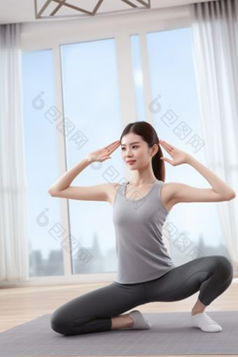 <strong>瑜伽</strong>教室人物普拉提健康锻炼