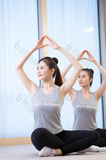 <strong>瑜伽</strong>教室人物普拉提减肥上课