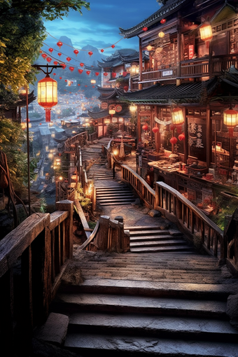 中国古镇夜色摄影图31