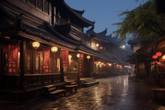 中国<strong>古镇</strong>夜色摄影图1