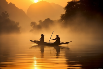 中式山水风景云雾大气