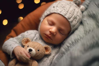 玩具熊婴儿睡觉宝宝舒适