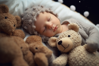 玩具熊婴儿睡觉床孩子