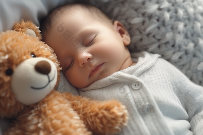玩具熊婴儿睡觉摄影图22