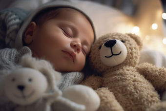 玩具熊婴儿睡觉床睡眠