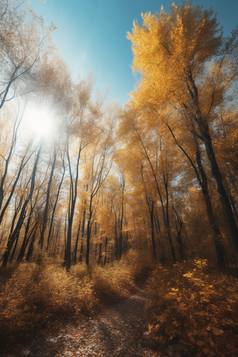 秋季森林阳光竖图摄影图26