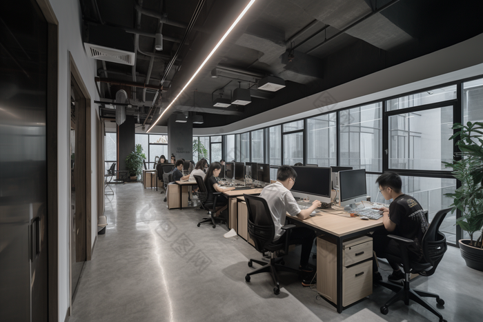办公室室内工作场景摄影图图片-包图网