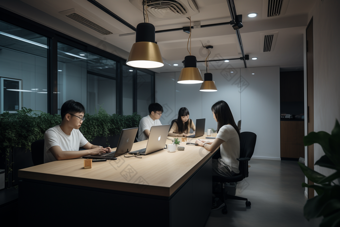 办公室室内工作场景桌椅职员图片-包图网