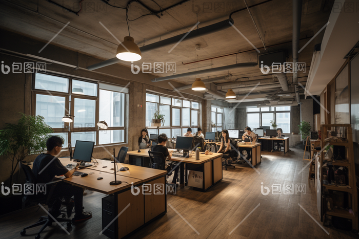 办公室室内工作场景摄影图图片-包图网