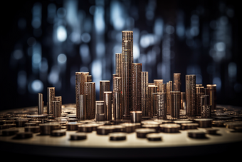 金融货币柱状排列城市化