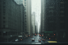 窗外的雨天城市朦胧摄影图10