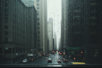 窗外的雨天城市朦胧雨季玻璃