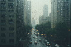 窗外的雨天城市朦胧摄影图9