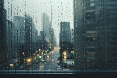 窗外的雨天城市朦胧摄影图21
