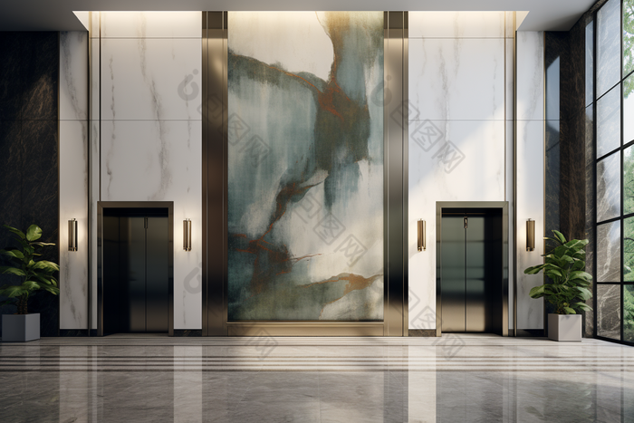 大气办公楼电梯厅宽敞高级