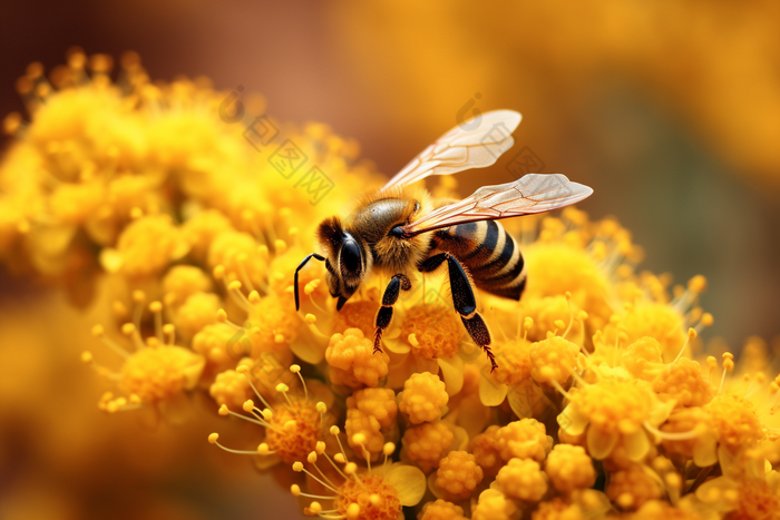 蜜蜂采蜜自然鲜花花朵