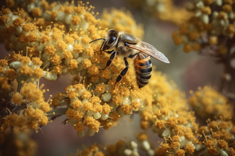 蜜蜂采蜜自然花细节