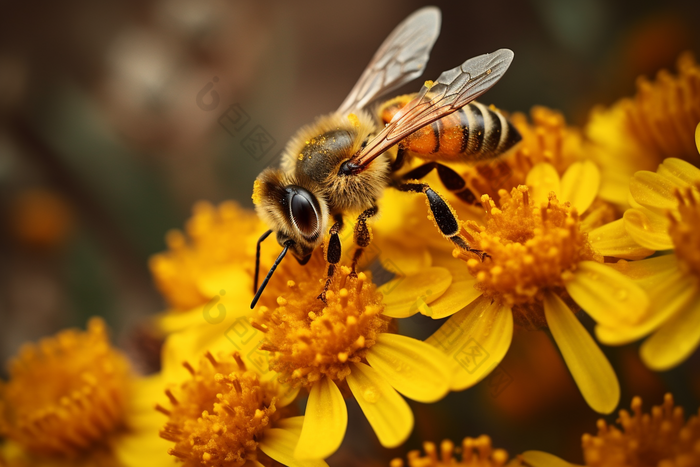 蜜蜂采蜜自然花动物