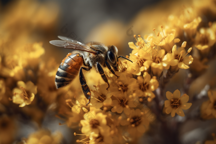 蜜蜂采蜜自然鲜花植物