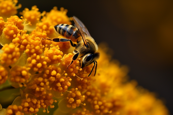 蜜蜂采蜜自然花特写