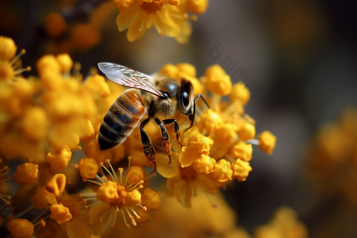 蜜蜂采蜜自然花朵昆虫