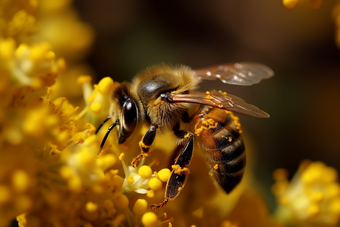 蜜蜂采蜜自然花环境