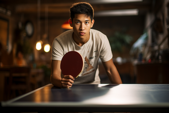 打乒乓球的年轻人健康体育