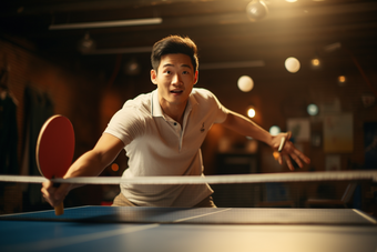打乒乓球的年轻人运动健康