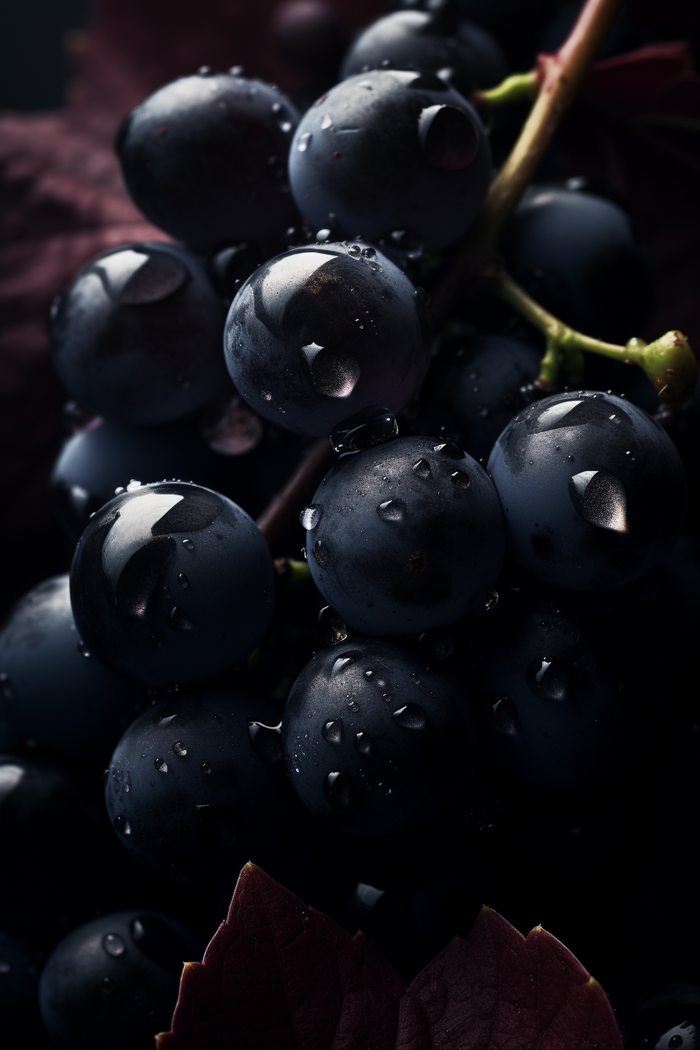 葡萄挂水珠特写水果结果