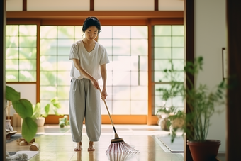 打扫卫生的家庭主妇家务劳动