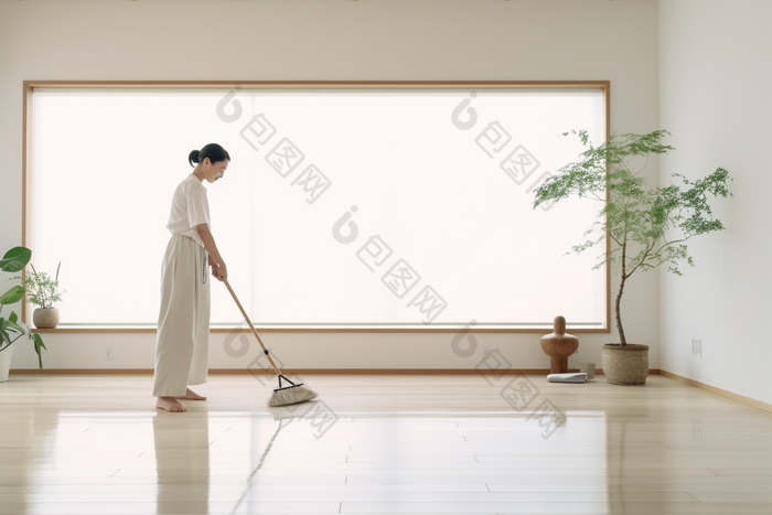 打扫卫生的家庭主妇清洁劳动