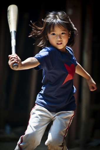 打棒球的孩子运动肖像