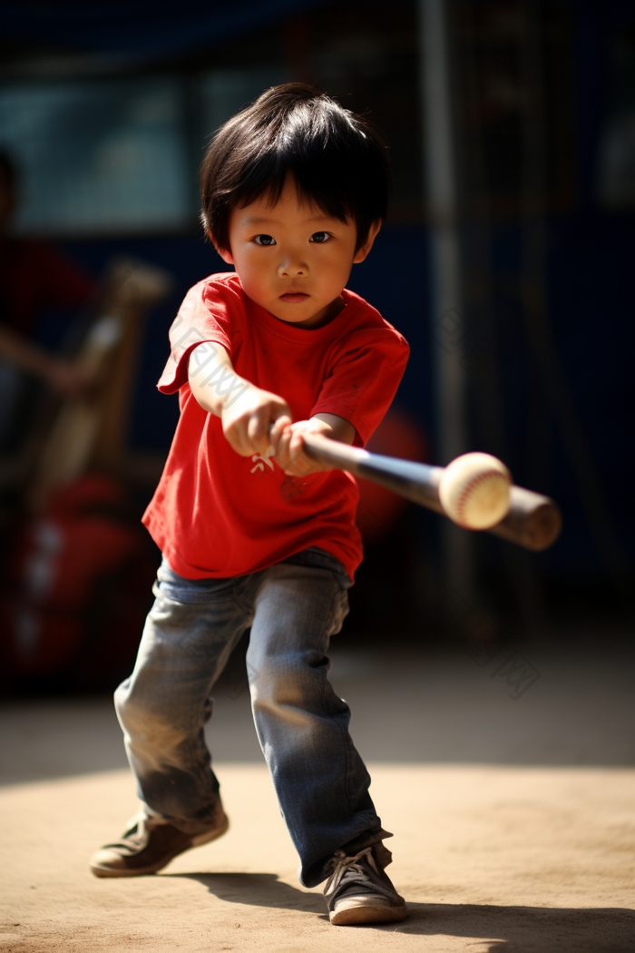 打棒球的孩子男孩健身
