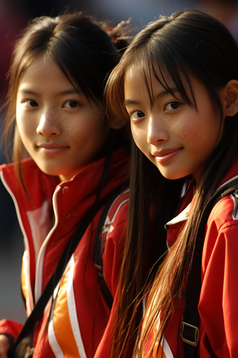 穿着校服的亚洲女孩肖像<strong>特写</strong>