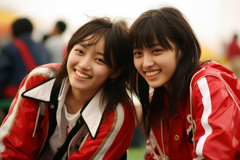 穿着校服的亚洲女孩人物肖像人物特写