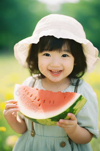 吃西瓜的孩子夏天解暑